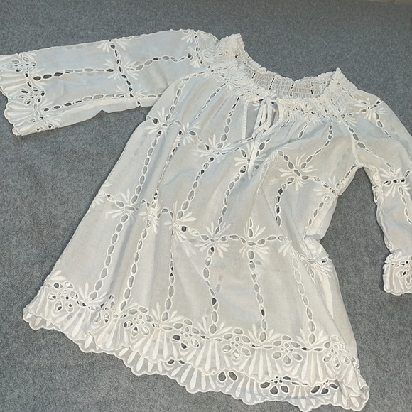 Coastal Fairy Eyelet Top Small Boho Coquette Conchita Cottage BeachSheer Summer - Picture 1 of 8